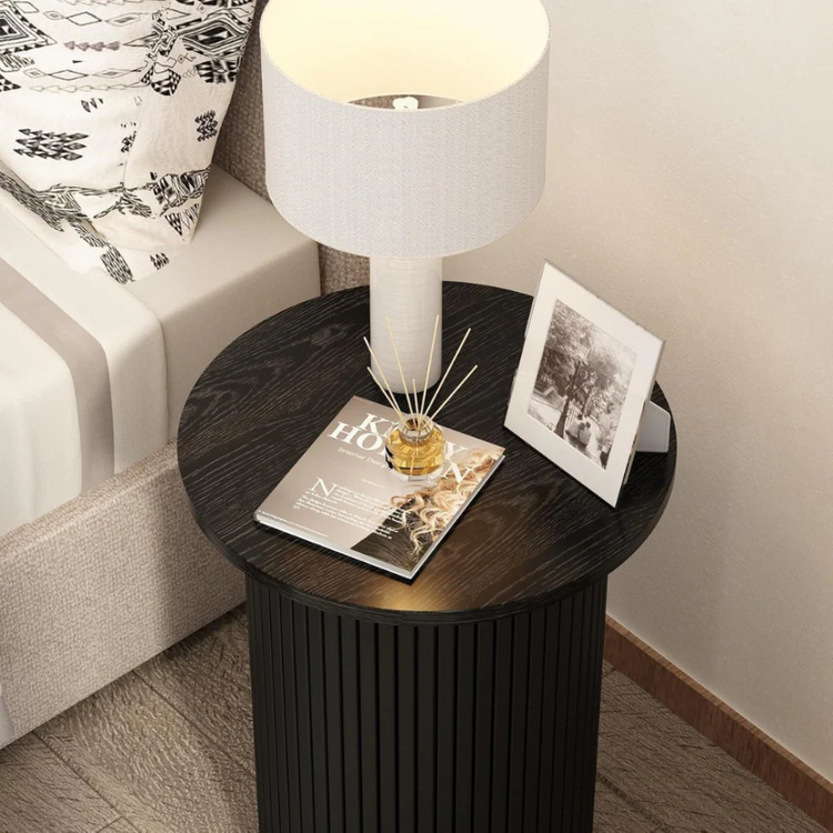 Mesa Auxiliar Redonda Karla D40 cm | Madera Negra
