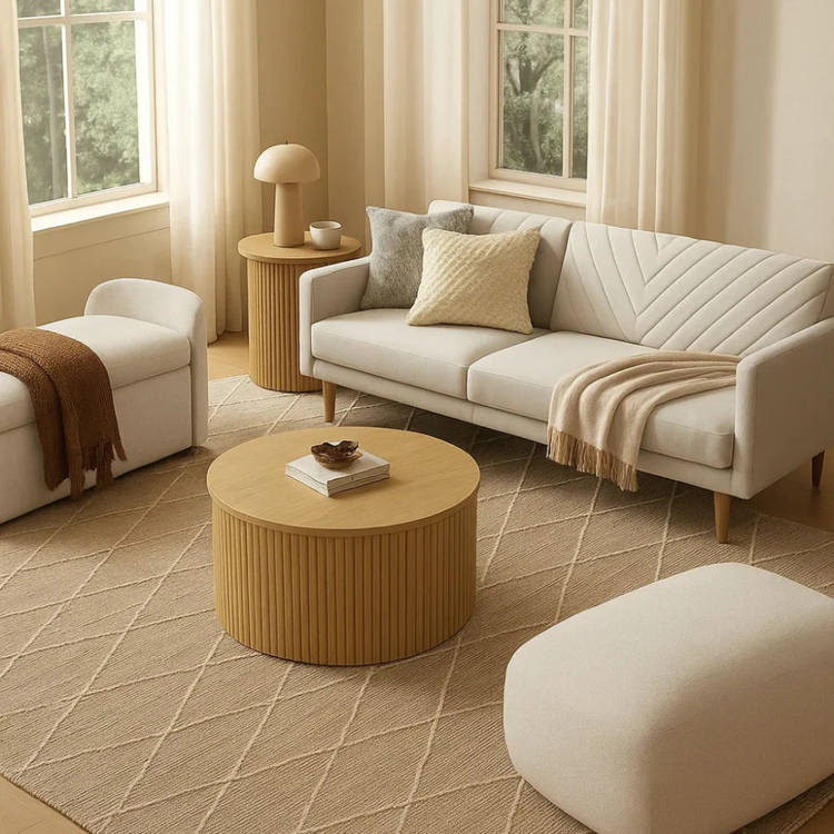 Mesa de Centro Redonda Aurora D80 cm | Madera Natural