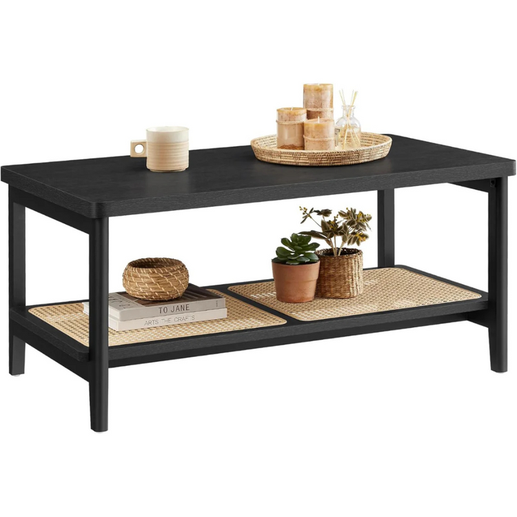 Mesa de Centro Rectangular Sharon | Rattan Negro