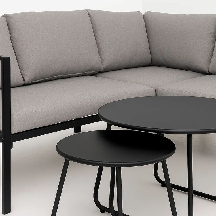 Juego de Terraza Grey | Sofá Esquinero + 2 Mesas de Centro