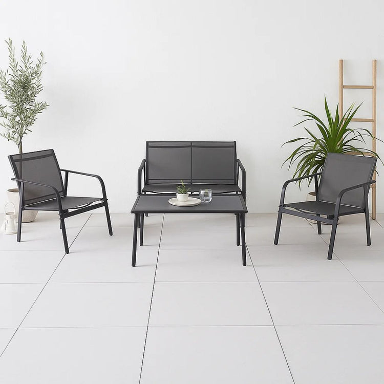 Juego de Terraza Grafito | 3 Piezas + 1 Mesa de Centro