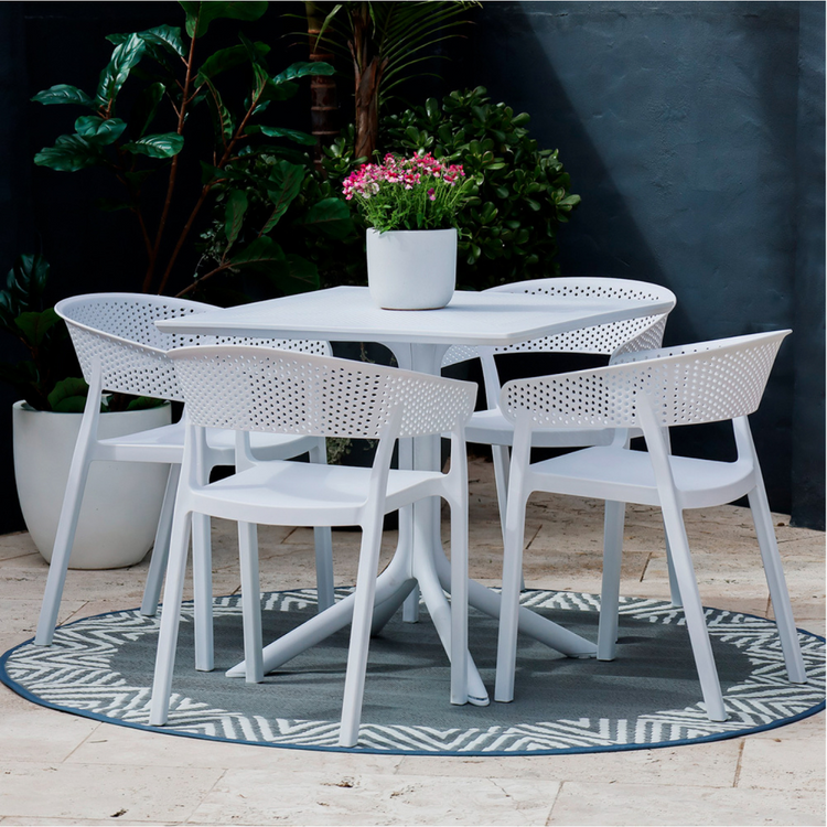 Mesa Cuadrada Clip Blanca 80X80 cm | Terraza, Balcón o Negocio