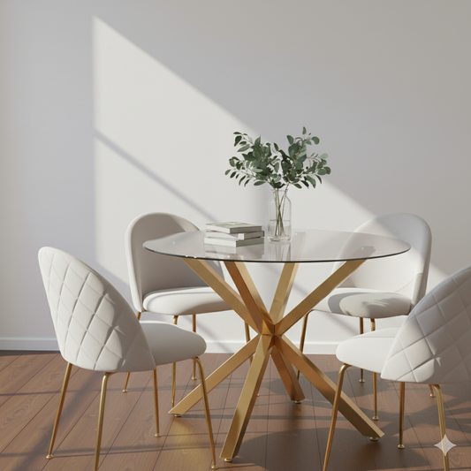 Comedor Mesa Equiz 100cm + 4 Sillas Adela Beige
