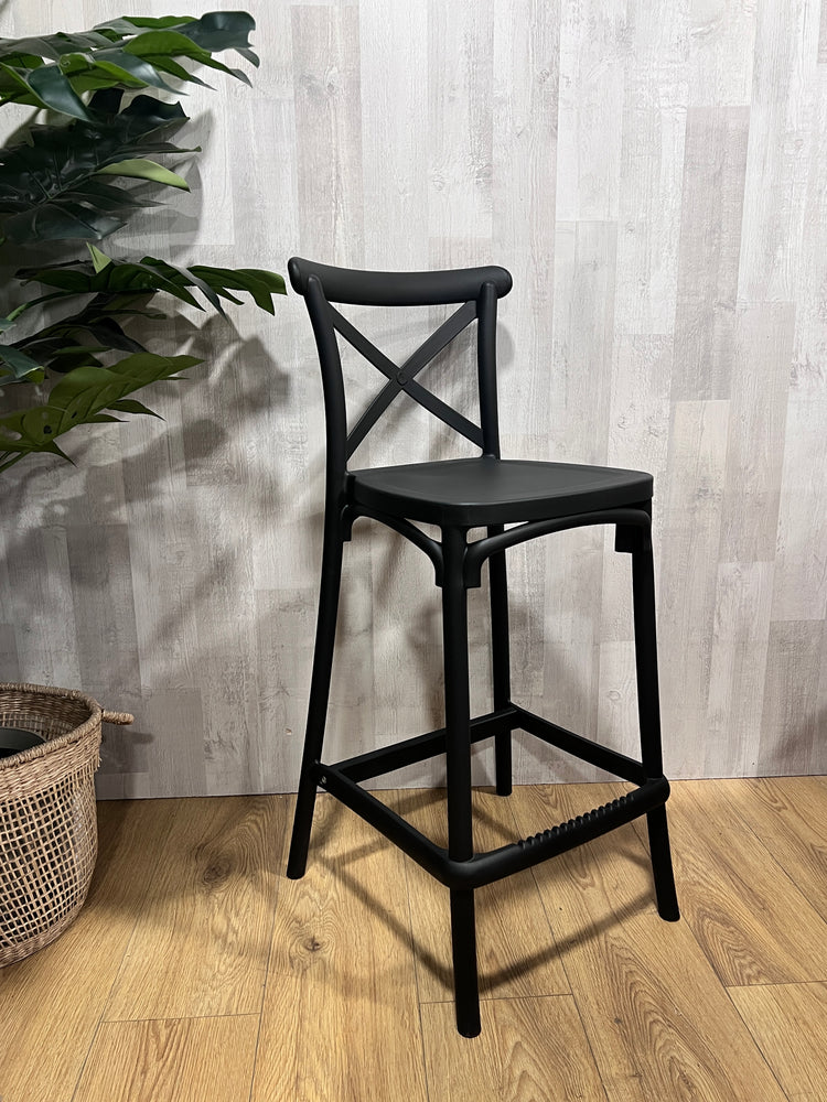 Pack 2 Taburetes Crossback Negro  65 cm| Exterior e Interior