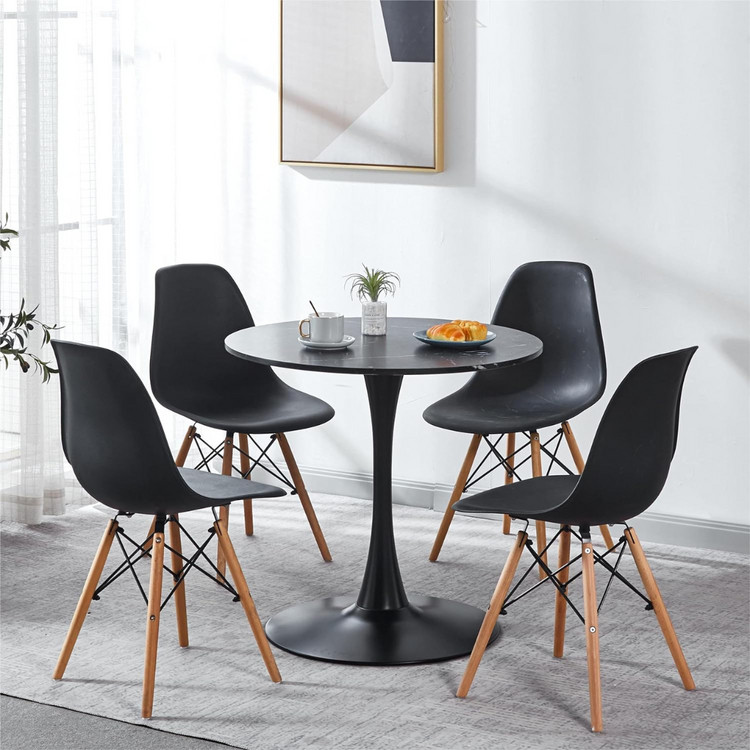 Mesa Redonda Tulip | Vinilo Cuarzo Negro