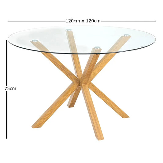 Mesa Redonda Equiz 120cm | Patas X | Vidrio Templado