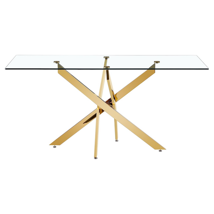 Mesa Rectangular Romina 140x80 | Moderna | Vidrio Templado | Dorado