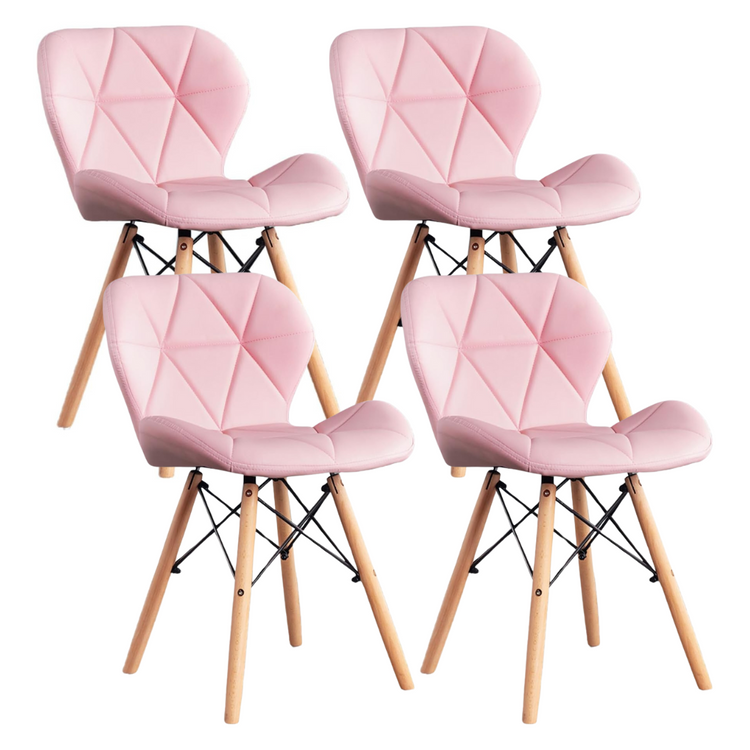 Pack 4 Silla Rubik Rosa | Ecocuero & Madera