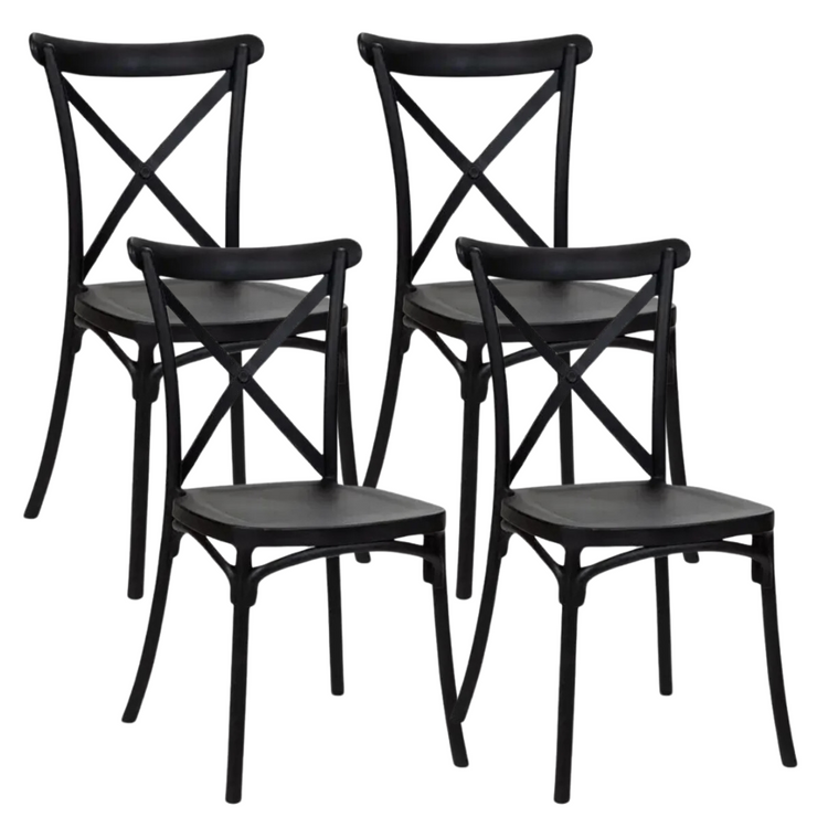 Pack 4 Silla Crossback Negra | Ideal Terraza y Interior