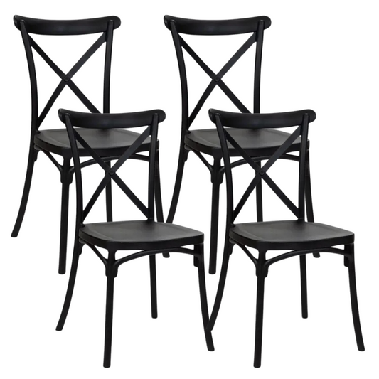 Pack 4 Silla Crossback Negra | Ideal Terraza y Interior