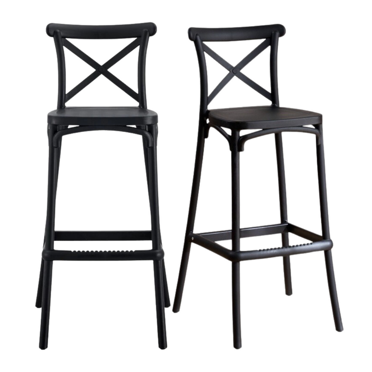 Pack 2 Taburetes Crossback Negro  65 cm| Exterior e Interior