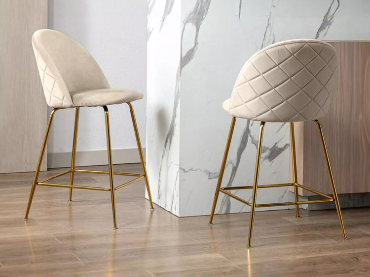 Pack 2 Taburetes Maya Velvet Beige  66 cm |  Estilo Elegante y Cómodo
