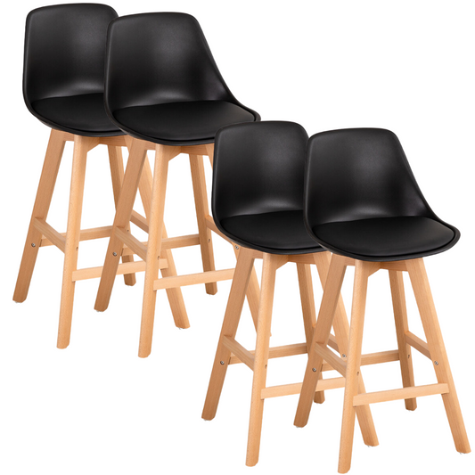 Pack 4 Taburete Bar Tulip Negro 66 cm | Estilo Nórdico