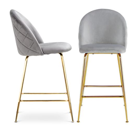 Taburete Terciopelo Maya Grey de 66cm| Elegante y Cómodo