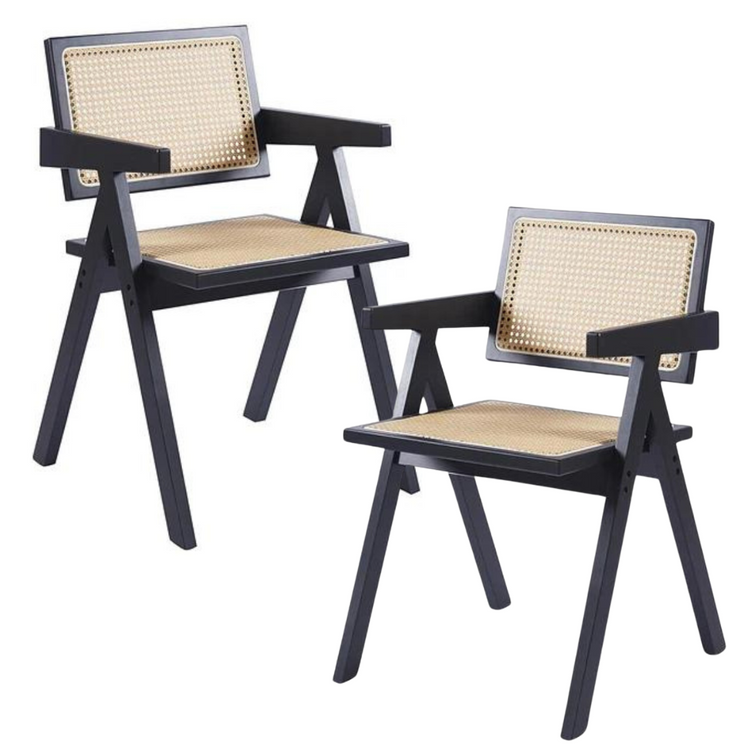 Pack 2 Butacas Sitial Capitol Negro | Rattan Natural