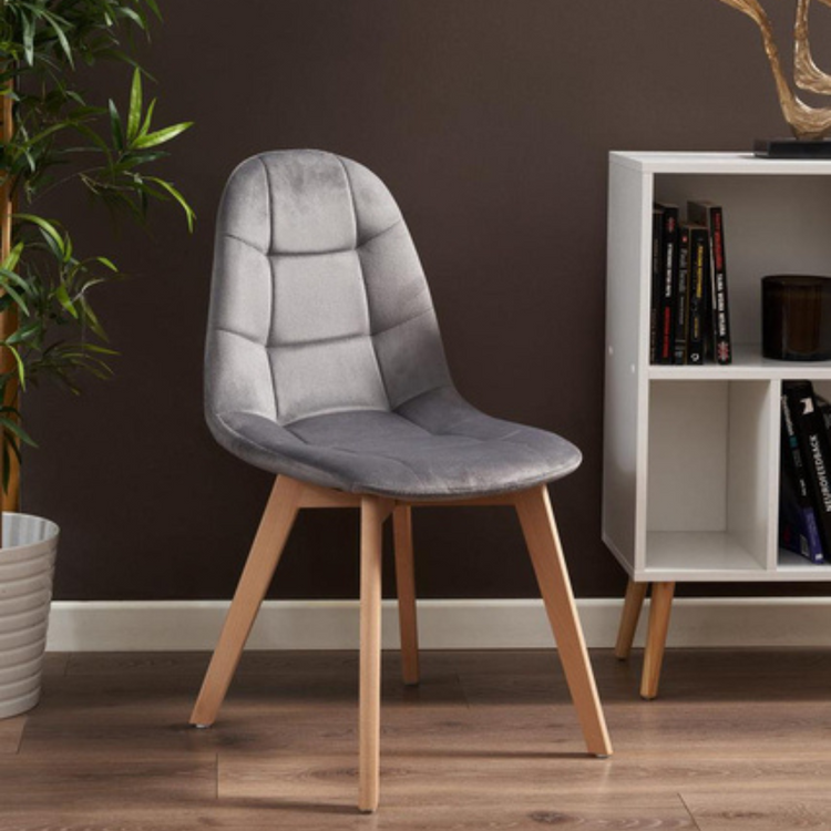 Pack 4 Sillas Vorak Gris | Felpa & Madera