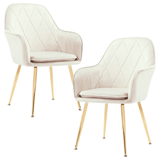 Pack 2 Sillón Sitial Diamante Terciopelo Beige | Moderno y Cómodo