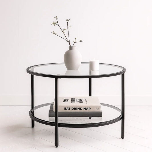 Mesa de Centro Foster | Vidrio y Metal Negro