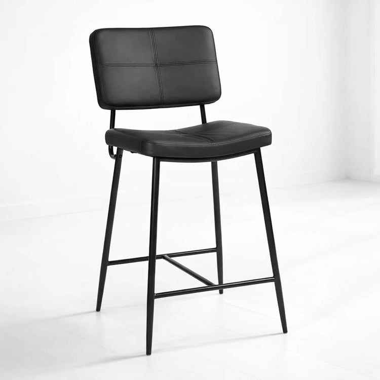Pack 4 Taburete Piso Bar Dixon 68cm | Cuero Sintético Negro