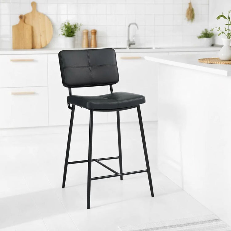 Pack 4 Taburete Piso Bar Dixon 68cm | Cuero Sintético Negro
