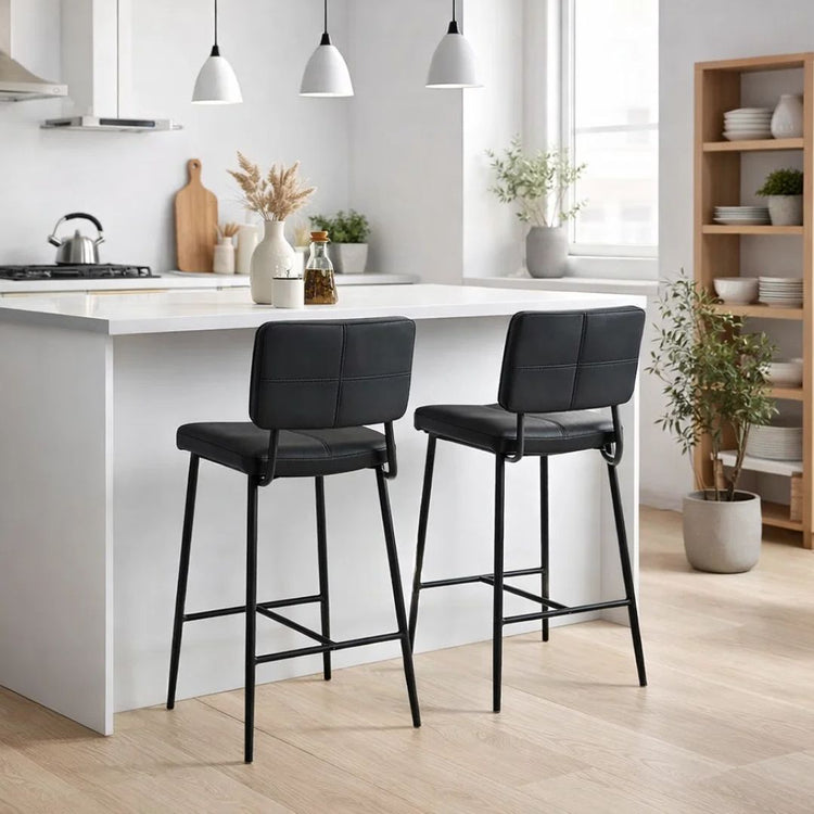 Pack 4 Taburete Piso Bar Dixon 68cm | Cuero Sintético Negro