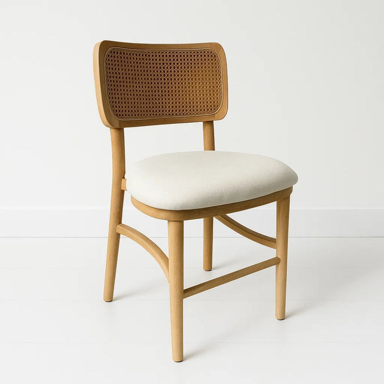 Silla Helga | Asiento acolchado | Madera Rattan