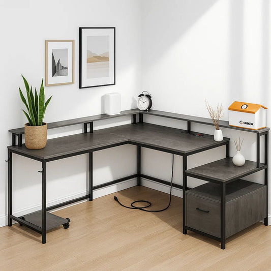 Escritorio Oreana Negro & Gris | Diseño Expandible