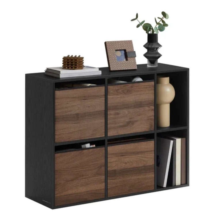 Mueble Organizador Costell Negro | Con Canastos de Tela