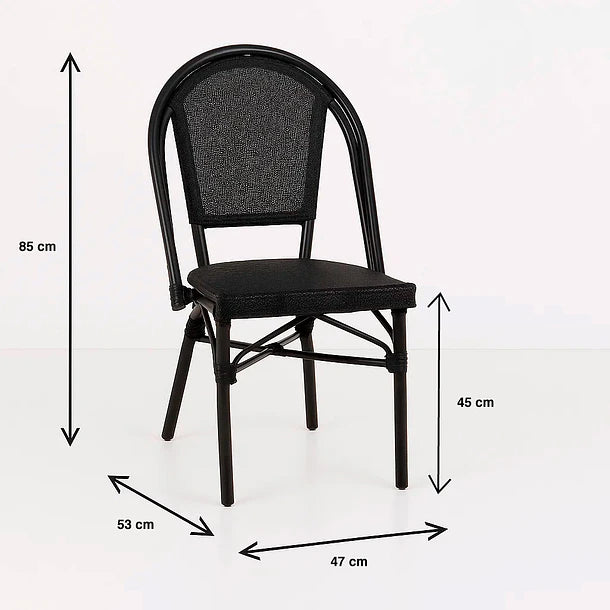 Silla Parisina Clarion Negro | Rattan Metal