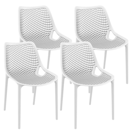 Pack 4 Sillas Bardo Blanca| Resistente para Interior y Exterior