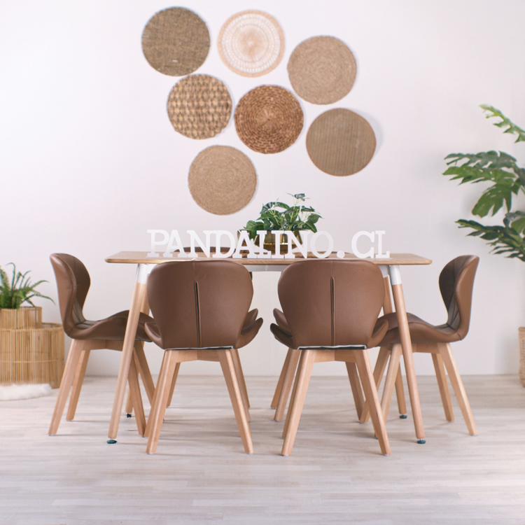 Comedor Mesa Álamo + 6 Sillón Rubik Café