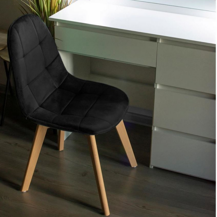 Pack 4 Sillas Vorak Negro | Felpa & Madera