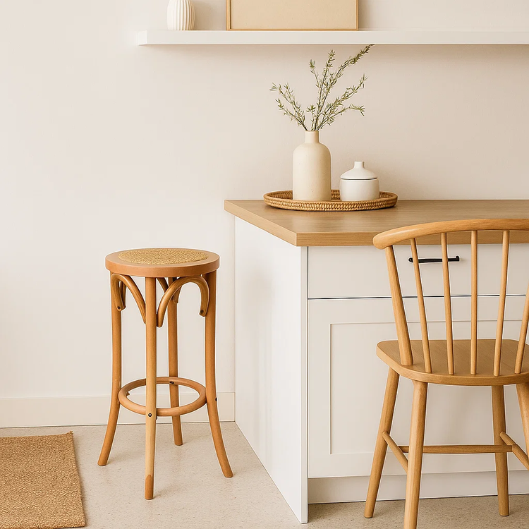 Taburete Piso Perry | Madera Rattan
