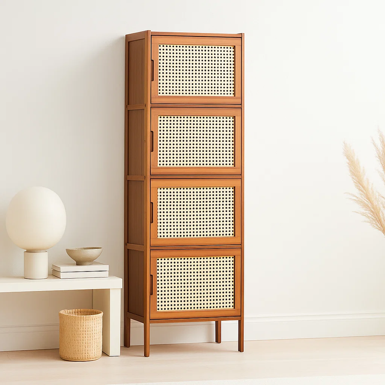 Vitrina Estante Albany | Bambú y Rattan Sintético