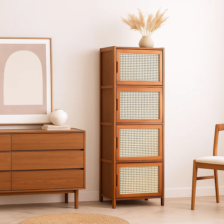 Vitrina Estante Albany | Bambú y Rattan Sintético