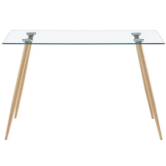 Comedor Mesa Vitreo 120x80 + 4 Sillas Tulip Blancas