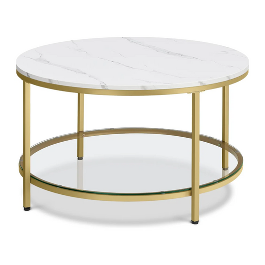 Mesa de Centro Magalia - Moderna, Dorada y de Vidrio