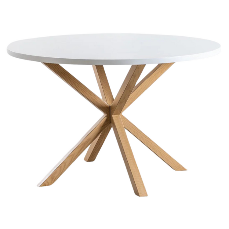 Comedor Mesa Redonda Equiz 100cm Blanca + 4 Sillas Windsor Blanca