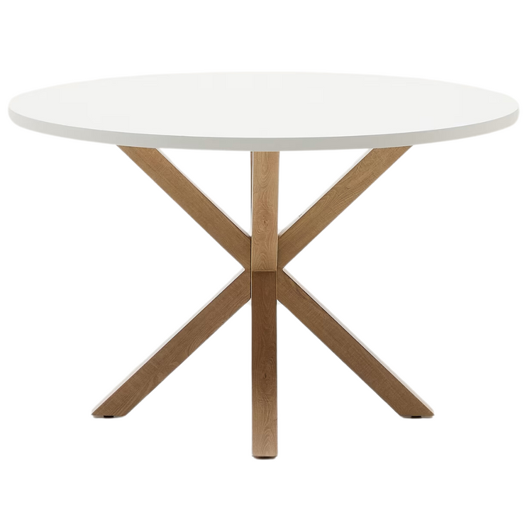 Comedor Mesa Redonda Equiz 100cm Blanca + 4 Sillas Windsor Blanca