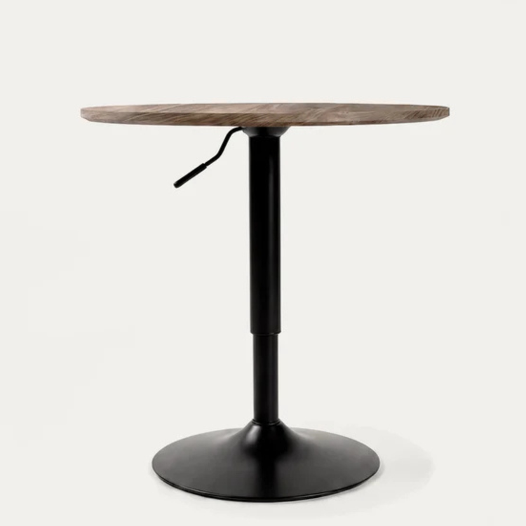 Mesa Bar Redonda Yapp 60cm | Altura Regulable | Madera Oscura