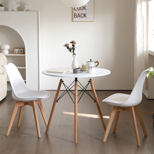 Comedor Moderno Mesa Estela 80cm + 2 Sillas Tulip | Diseño Nórdico