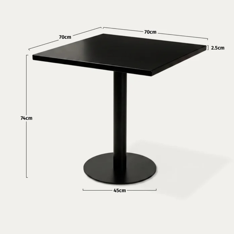 Mesa Industrial Cuadrada Olivia 70x70 | Acero Negro Exterior