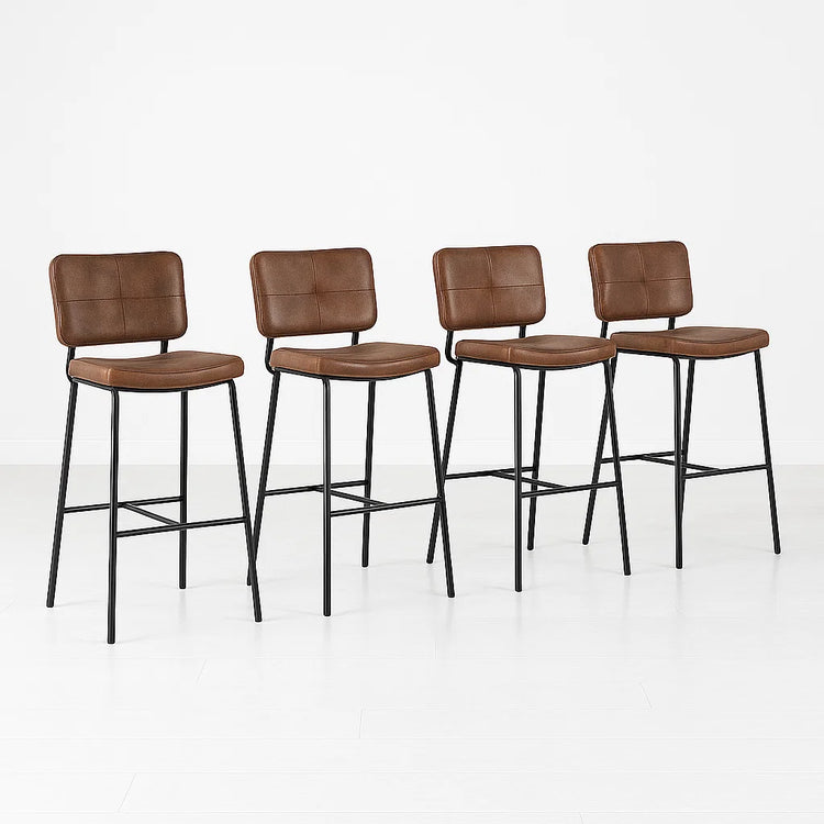 Pack 4 Taburete Piso Bar Dixon 68cm | Cuero Sintético Café
