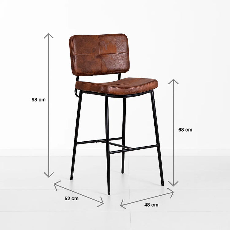 Pack 4 Taburete Piso Bar Dixon 68cm | Cuero Sintético Café