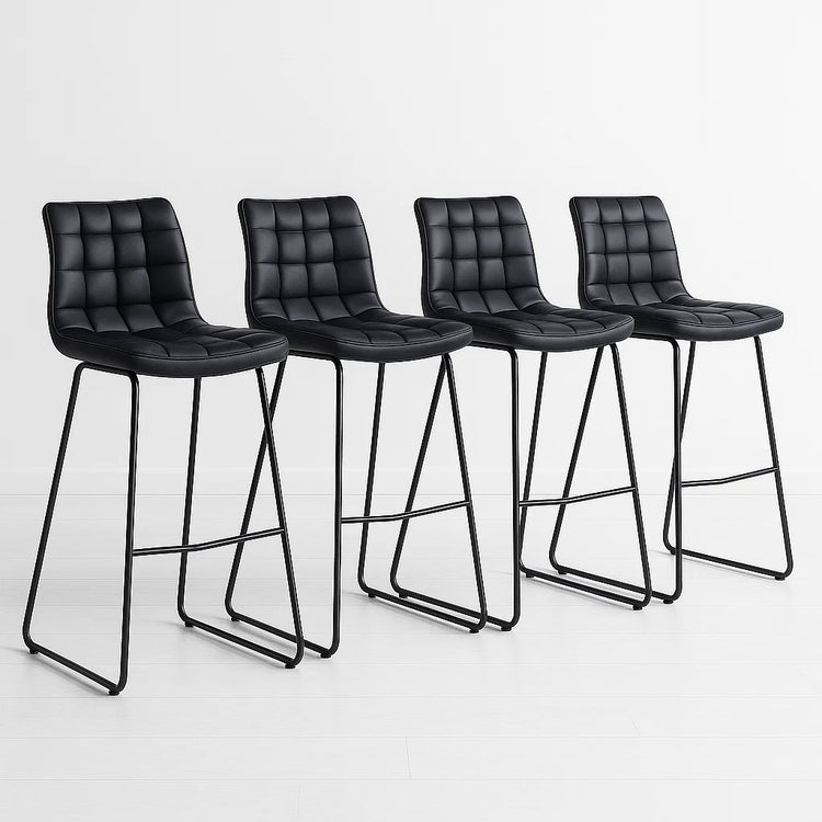 Pack 4 Taburete Piso Bar Milano 75cm | Cuero Sintético Negro