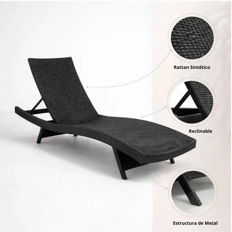 Pack 2 Reposera Cairo Rattan Sintetico | Terraza o Piscina
