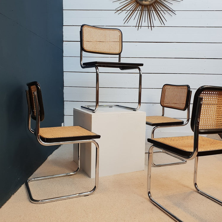 Pack 2 Silla Voladiza Negro | Rattan & Metal