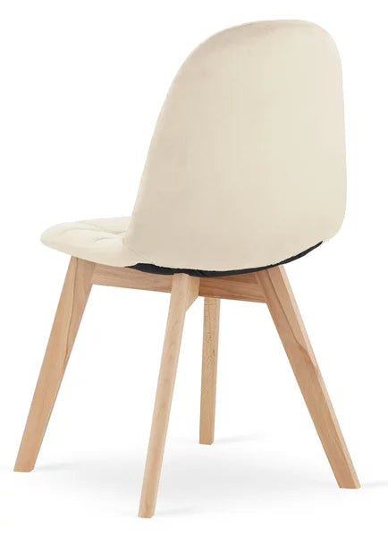 Pack 4 Sillas Vorak Beige | Felpa & Madera