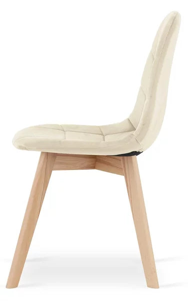 Pack 4 Sillas Vorak Beige | Felpa & Madera