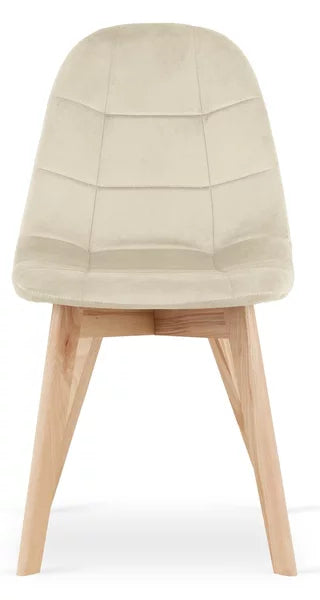 Pack 4 Sillas Vorak Beige | Felpa & Madera